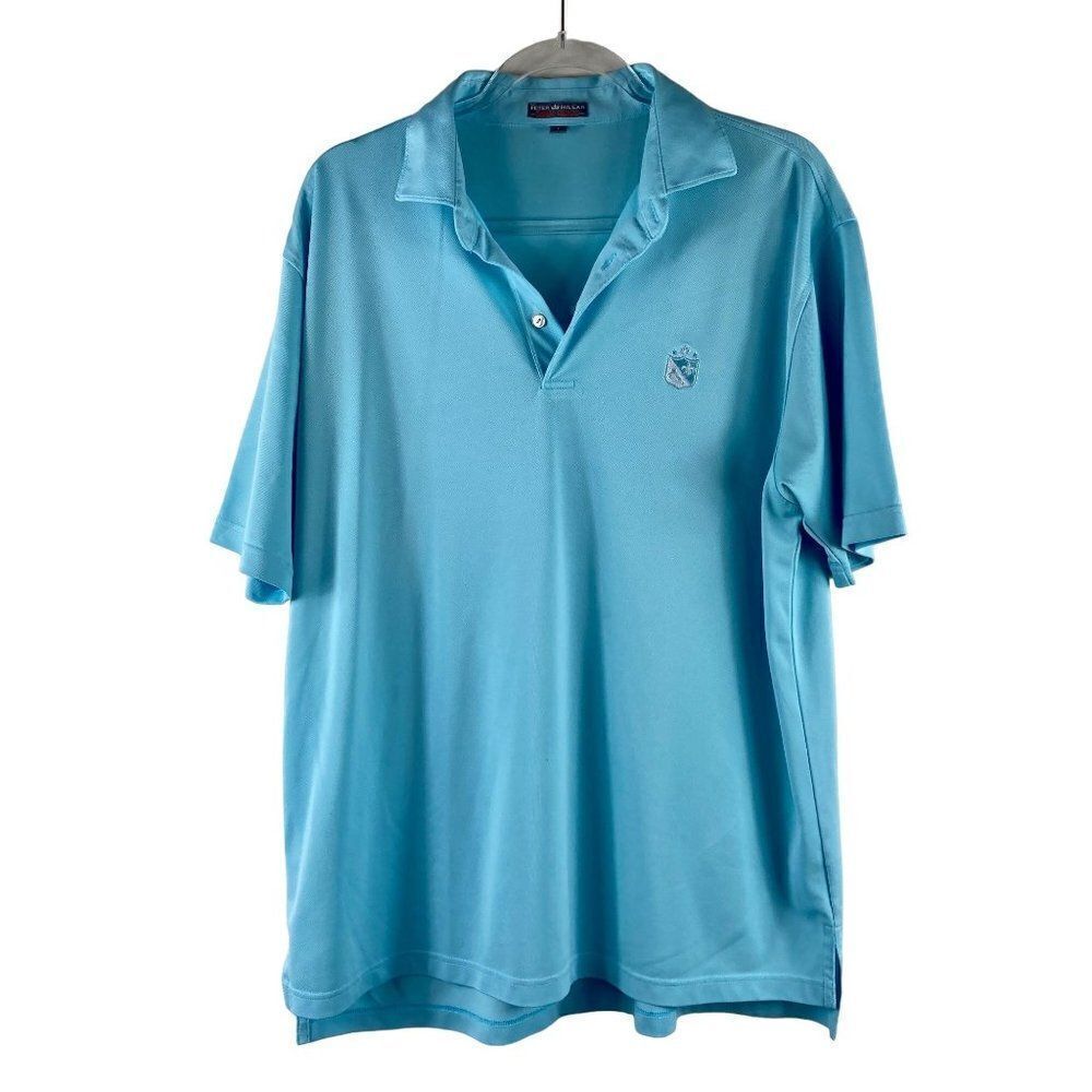 Peter Millar Summer Comfort Performance Golf Polo Blue Mens Large Lightweight